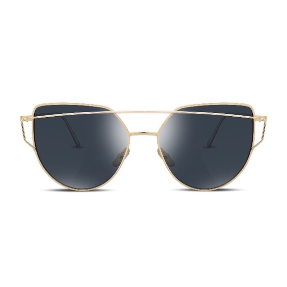 Gold Frame Cat Eye Statement Aviator Sunglasses - Picture 3 of 4